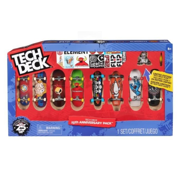 Tech Deck - 25th Anniversary Box - 8 fingerskridskor - Blandat - Vit - Klistermärken ingår