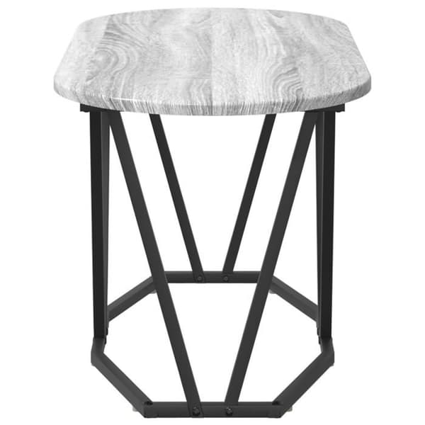 Soffbord - Grå Sonoma - Oval - Ingenjörsträ - Svart Metall grå
