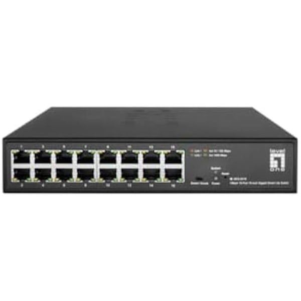 Switch - LEVELONE - GES-2216 - 16 portar - Gigabit Ethernet - 1000 Mbps Svart