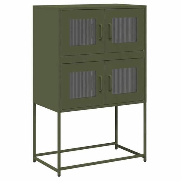 vidaXL Buffé högt olivgrön 68x39x107 cm stål 853348