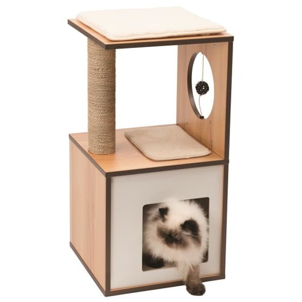 Vesper Cat Tree 37 x 37 x 72,5 cm V-låda Liten Natur H72,5 cm Trä