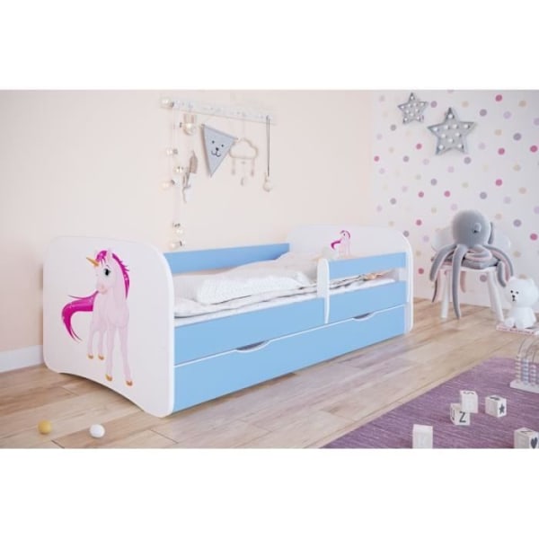 Kocot Kids Cot Babydreams blå enhörning utan låda utan madrass 140/70 - 5903282039636