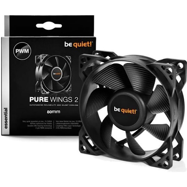 Be Quiet PURE WINGS 2 Case Fläkt - PWM 80mm Svart