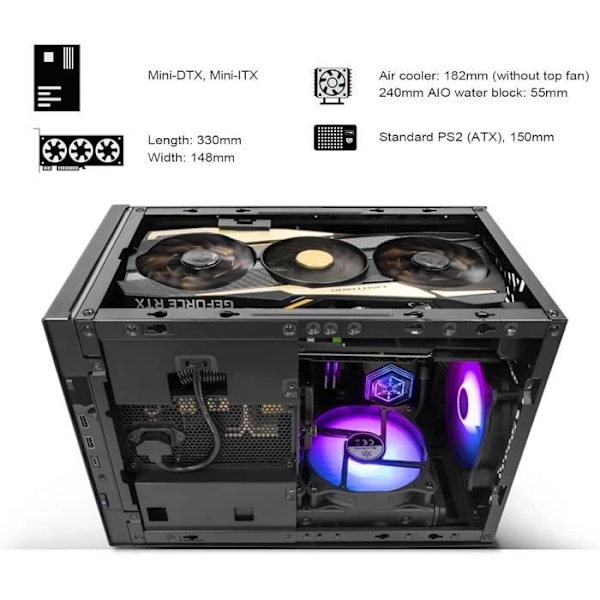 SilverStone SST-SG15S - Sugo Kompakt Mini-ITX PC kublåda, Silver