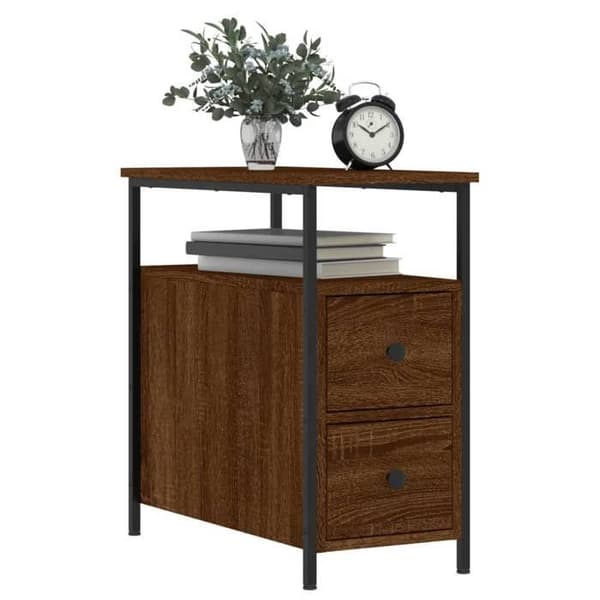 vidaXL Sängbord 2st Ek Brun 30x60x60cm Konstruerat trä 826072