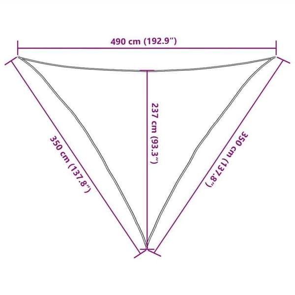vidaXL Solskyddsduk 160 g/m² triangulär sand 3,5x3,5x4,9 m PEHD 4002059