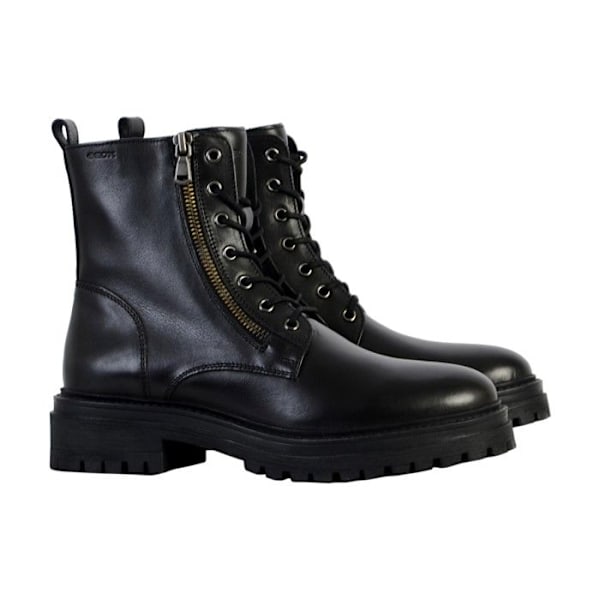 Bottiner - Geox - D IRIDEA - Läder Svart - Snörning/Dragkedja - Bred Klack 5 cm Svart 39