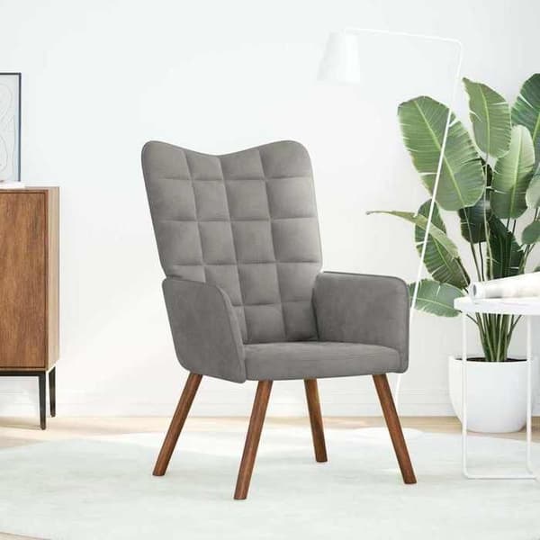 vidaXL Relaxstol Ljusgrå Sammet 4016810