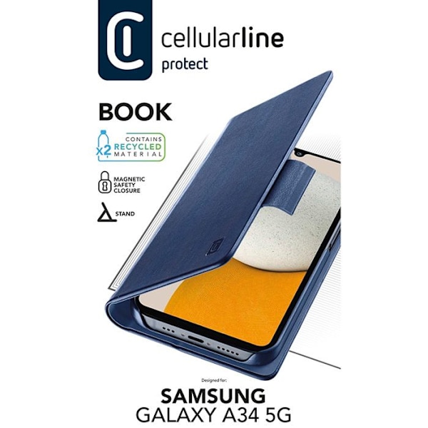 Cellularline Bokfall - Skal Samsung Galaxy A34 5G (blå)