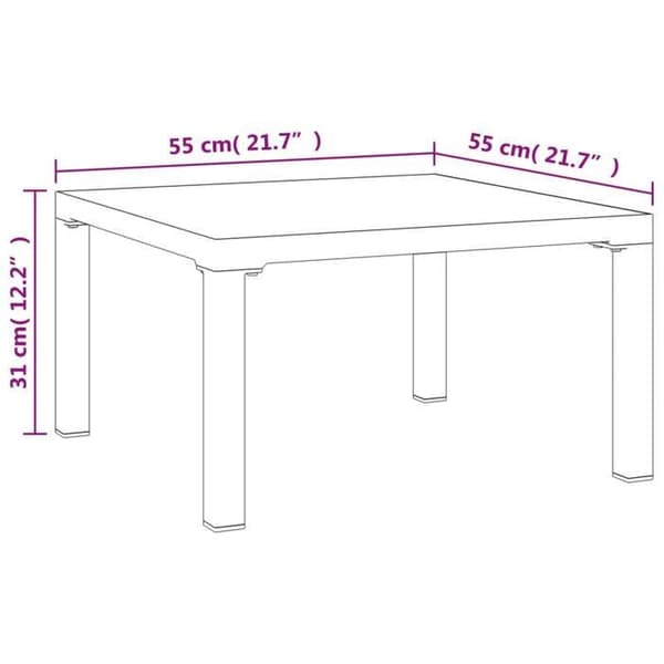 vidaXL Trädgårdssoffbord Grå 55x55x31 cm DPC och stål 362800
