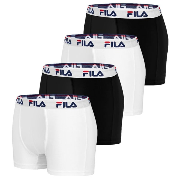 Fila boxershorts i bomull för män, herrbyxor, bekväma, allergivänliga och stretchiga, (paket med 4) - svart, vit storlek S Flerfärgad M