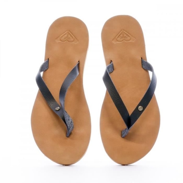 Flip Flops för kvinnor - Roxy Jyll - Svart/Brun - Remmar i läderimitation - Gummisula Brun 41