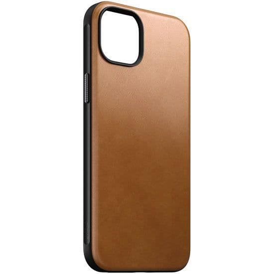 Modernt läderfodral till iPhone 15 Plus Nomad Ljusbrun brun