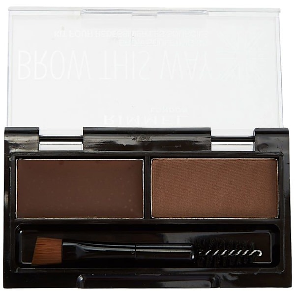 Rimmel - 34666640002 - Brow This Way Kit för att Omforma Brynen Mörkbrun, Puder 0,04 Ounce, Vax 0,03 Ounce