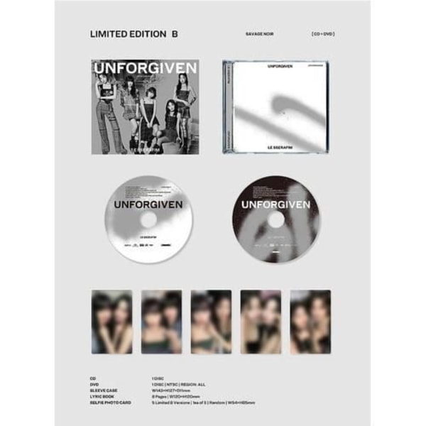 Le Sserafim - OFÖRGIVEN [Limited Edition B] [COMPACT DISCS] Ltd Ed, med häfte, med dvd, foton