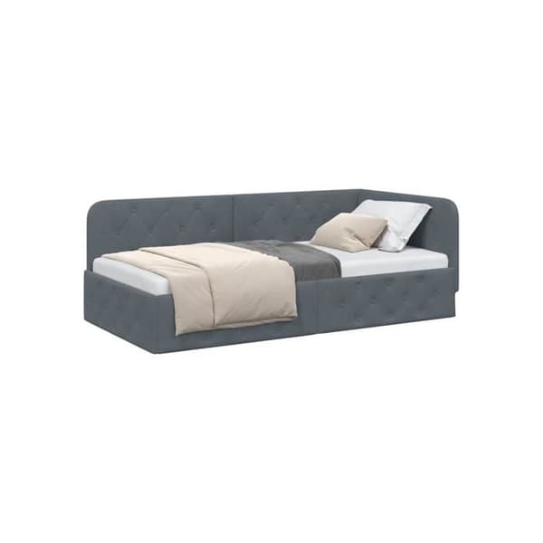 Vinkel sängram i sammet - vidaXL - Mörkgrå - 100x200 cm - L-formad design - Mångsidig bäddsoffa Mörkgrå