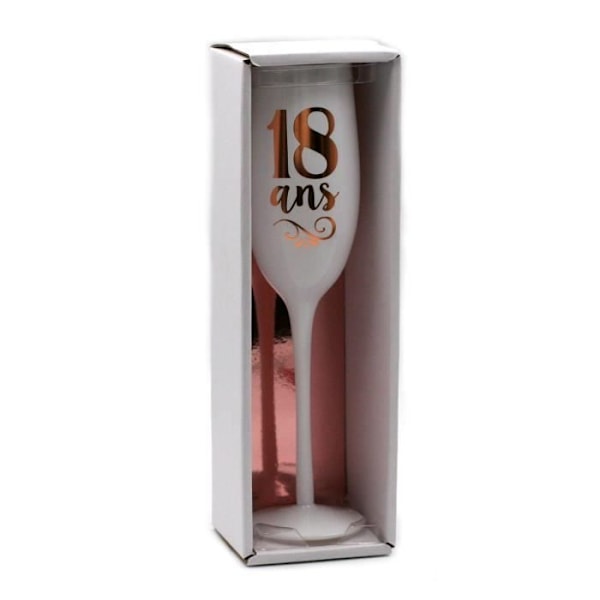 Flöjt - STC - 18-årsdag - Färgat glas - Kopparreflektioner - Tål maskindisk Vit, Rosa, Koppar
