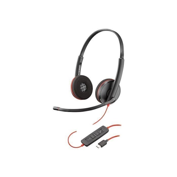 PLANTRONICS Blackwire C3220 USB-C Headset - Kabelanslutet - Svart