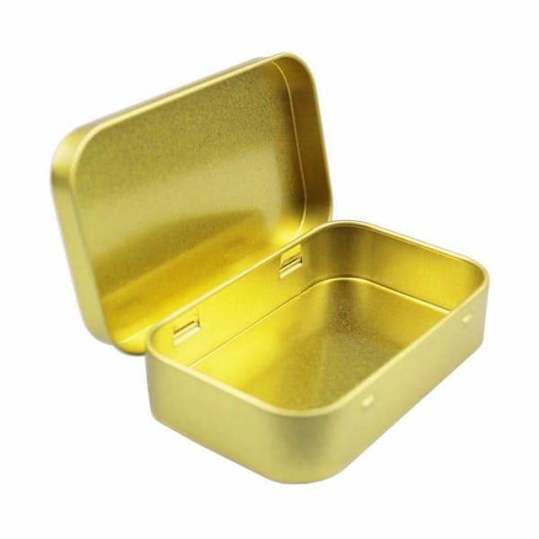 Goodma - Rektangulära metallburkar - Set med 20 tomma rektangulära metallburkar med gångjärn - 9,5 x 6,2 x 2 cm (guld)