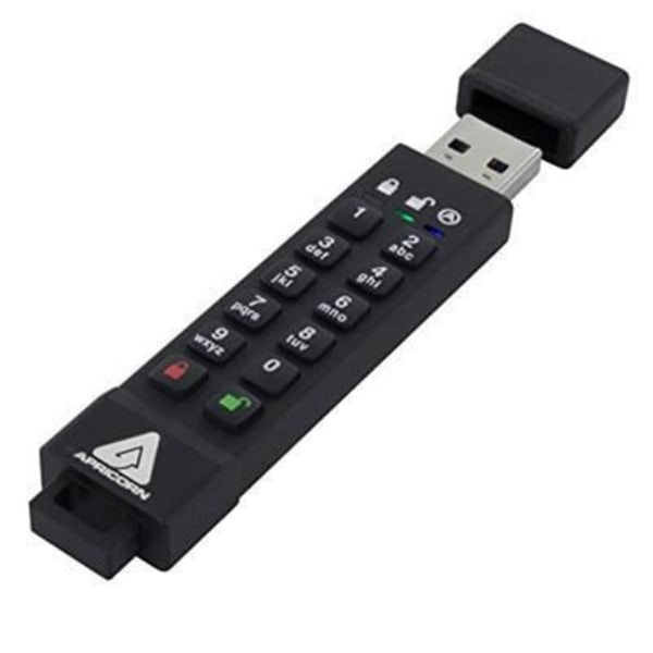 Apricorn 64 GB Aegis Secure Key 3z USB-minne - Svart - USB 3.0 - Upp till 190 MB/s - 9,5 mm x 18,4 mm x 81 mm