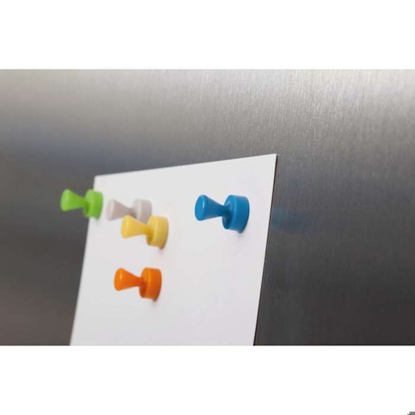 Neodymmagneter - MAUL - Paket med 10 - Spolform - Diameter 12 mm - Blandade färger vit|blå|gul|grön|orange