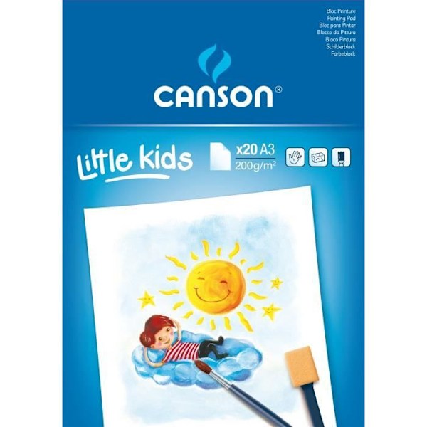 CANSON Block 20 färgark 2 år+ A3 200g Vit