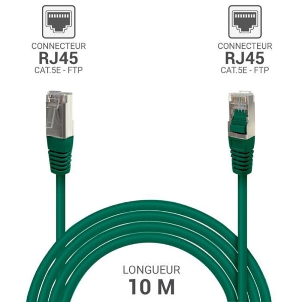 Ethernet nätverkskabel RJ45 Cat 5e FTP-skärmad 100MHz Längd 10m grön