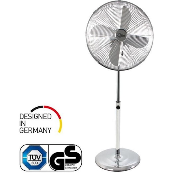 SUNTEC Piedestalfläkt 50 W - Diameter 40 cm - Justerbar höjd - Svängning - Metallkrom
