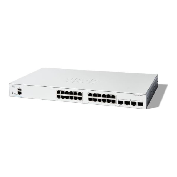 - Cisco - Cisco Catalyst 1300-24T-4G - Switch - C3 - Managed - 24 x 10/100/1000Base-T + 4 x Gigabit SFP - Rackmonterbar