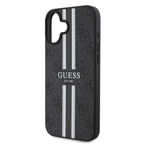 Skydd för iPhone 16 Plus - Guess Hardcase 4G Med Tryckta Randig MagSafe (GUHMP16MP4RPSK) - Svart