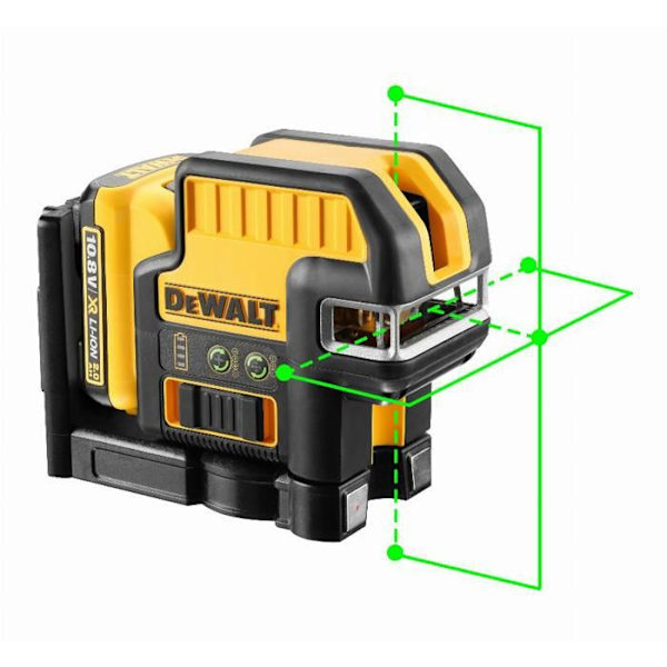 Laser nivå - DeWalt - XR 10.8V - 5 punkter - Grönt stråle - Autonomi 40h Grön