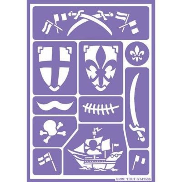 Knight and Pirate Makeup Stencil - GRIM Tout - Tvättbar och återanvändbar - Barn från 3 år