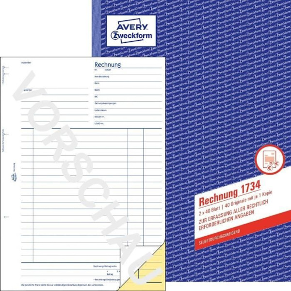 Avery 1734, Vit, Gul, Kartong, A4, 210 x 297 mm, 40 sidor