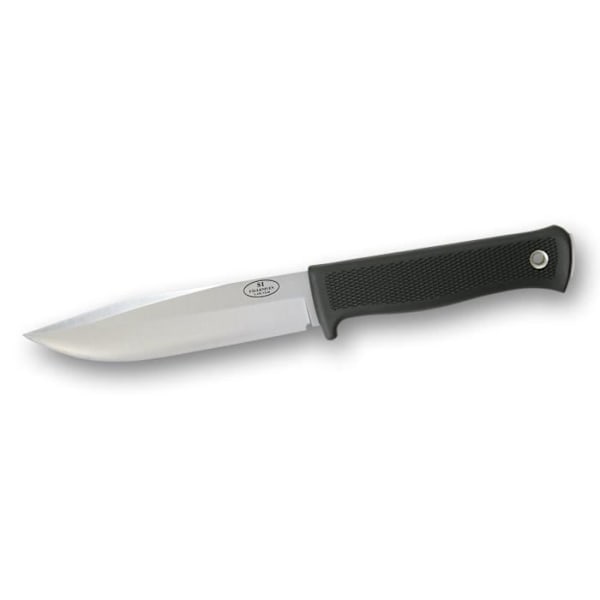 Survivalkniv - FALLKNIVEN - S1L - Laminert stål VG-10 - Thermorun-håndtak - Lærhylster Svart