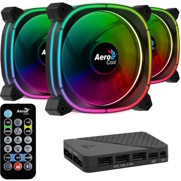 AEROCOOL Astro 12 Pro (paket med 3) - 120 mm A-RGB-fodralfläkt Svart