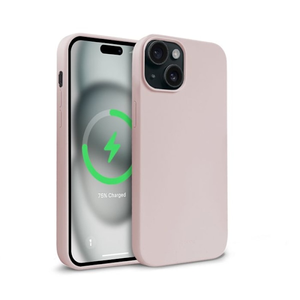 Telefonfodral - Crong - Färgglad magnetisk täckning - iPhone 15 - Rosasand - Mjuk - Stötabsorberande Rosa sand