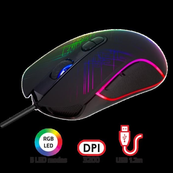 Gamingmus - Advance - GTA-230 - RGB-belysning - 5 lägen - 3200 DPI