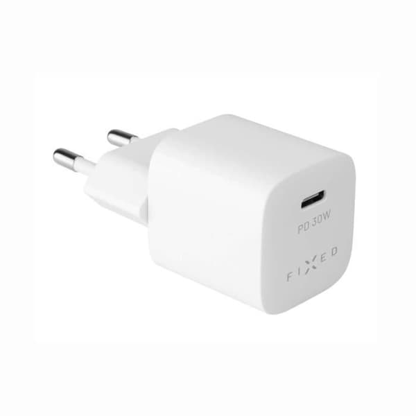 Nätadapter - FIXED - Mini - USB-C - 30W - 1 meter - Vit Vit