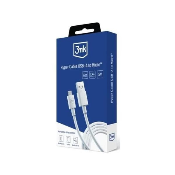 USB-A till Micro USB 3MK Hyper 1,2m Vit