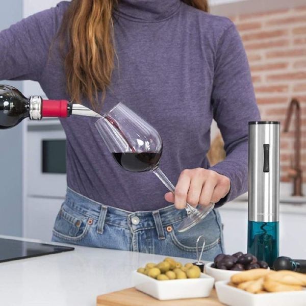 Elektrisk korkskruv - Instant Cork - 1000 Gourmet - Rostfritt stål - 6 delar - Pressfunktion Rostfritt stål