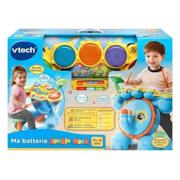 VTECH BABY - Jungle Rock - Elephant Drums - Children's Musical Toy blått och grönt