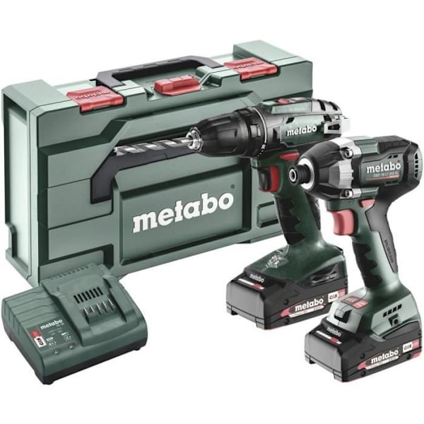 Trådlös borrmaskin - METABO - BS+SSD200LTBL - 18V - 2 batterier 4 Ah - Slagningsskruvdragare