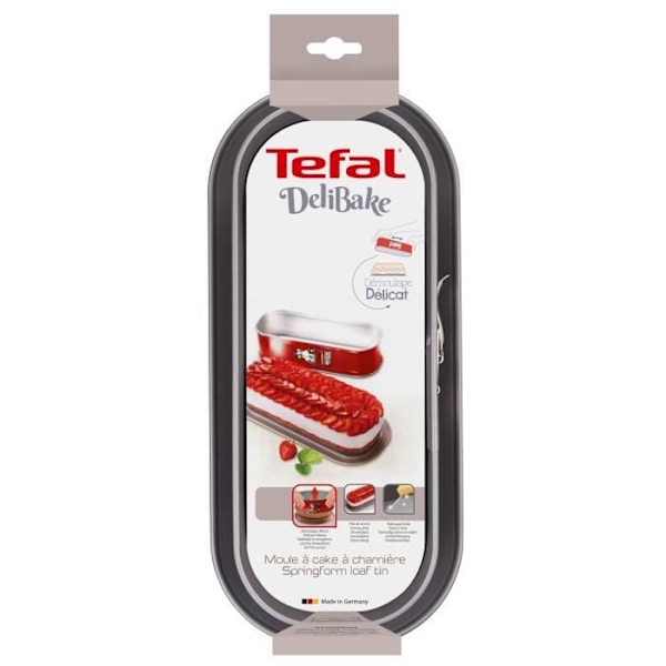 TEFAL Delibake Springform 30 x 11 cm, Kolstål, Easy Release, Röd J1640314 Rött och grått