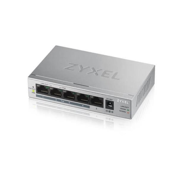 ZYXEL GS1005HP 5-portars Ethernet-switch - 2 lager som stöds - Twisted Pair - Desktop Silver