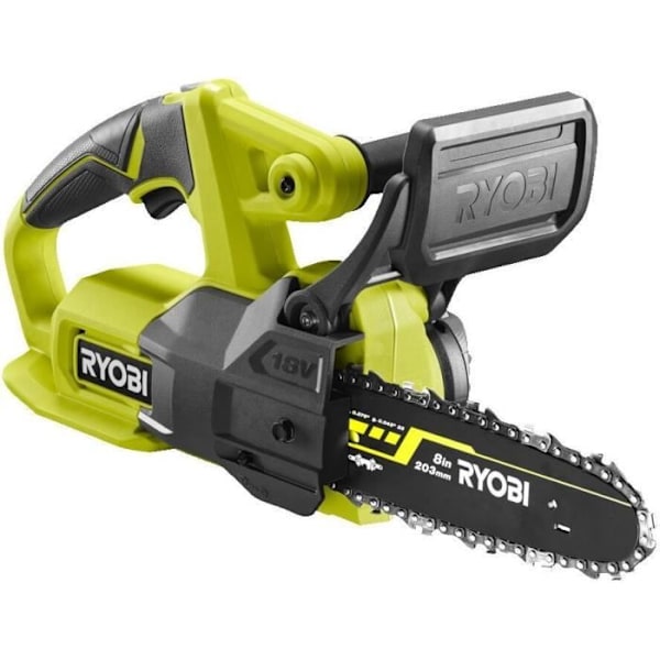 Kompakt motorsåg - RYOBI - 18V - 20 cm guide - 4,6 m/s - Sidospännare Grön / Träkol