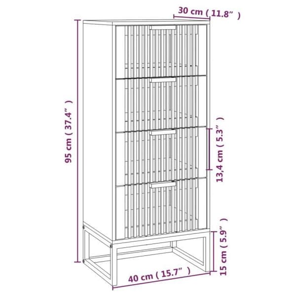 vidaXL Buffé hög 40x30x95 cm ingenjörsträ 352126