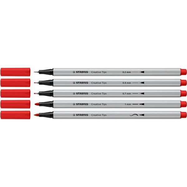 Feutertusch - STABILO - Creative Tips - Metallask 30 pennor - Spetsar 0,2 till 1 mm - Flerfärgad 6 klassiska färger
