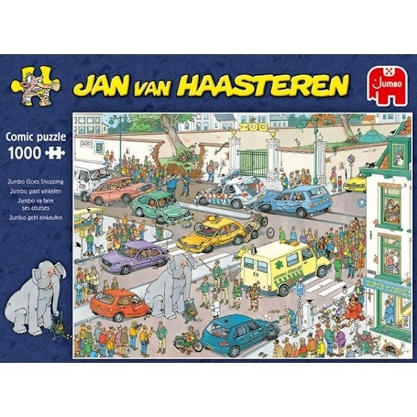 Pussel - 1000 bitar - Jumbo Goes Shopping - Jumbomärke - Humortema - Designer Jan Van Haasteren Flerfärgad