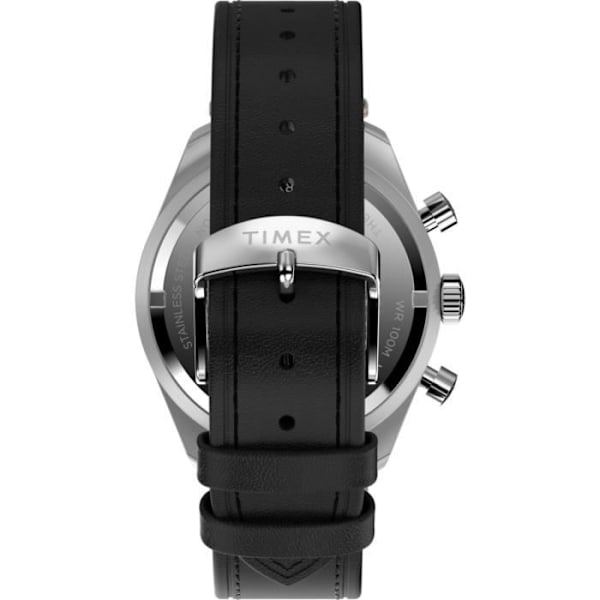 Klocka - Timex - TW2Y18600 - Svart Läder - 41 mm - Vattentålig 10 bar Svart