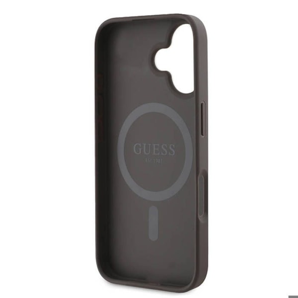 Coque för iPhone 16 - Guess Hardcase 4G Randigt Tryck MagSafe (GUHMP16SP4RPSW) - Brun